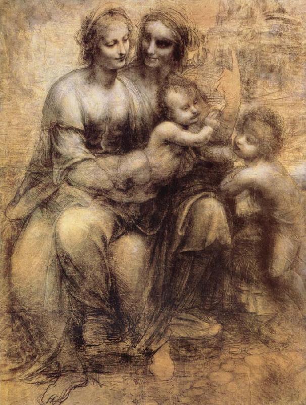 Leonardo  Da Vinci Virgin and Child with St Anne and St John the Baptist